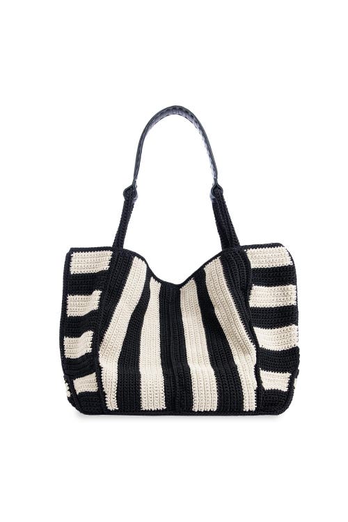 The Sak Los Feliz Crochet Extra-large Tote In Black Stripe