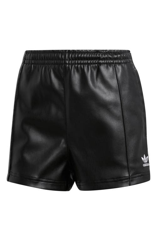 Adidas Originals Faux Leather Track Shorts In Black
