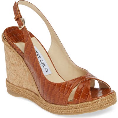 Jimmy Choo Amely Slingback Wedge Sandal - Brown