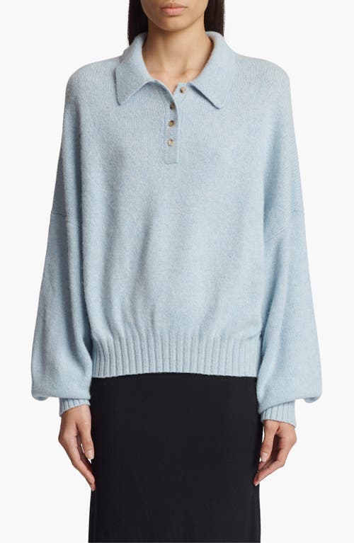 Shop Khaite Rene Long Sleeve Cashmere Polo Sweater In Mist