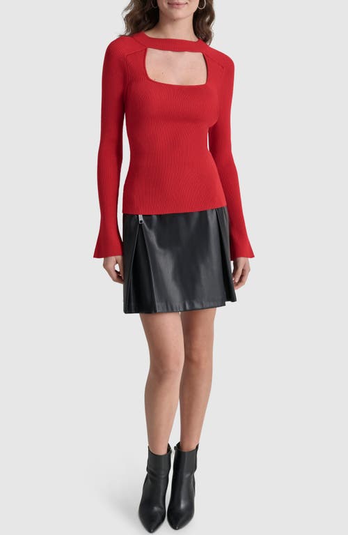 Shop Dkny Cutout Bell Sleeve Sweater In Red Light