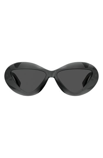 Shop Moschino 55mm Cat Eye Sunglasses In Grey/grey