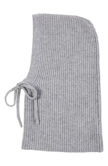 Amicale Cashmere Rib Knit Hood In Light Grey