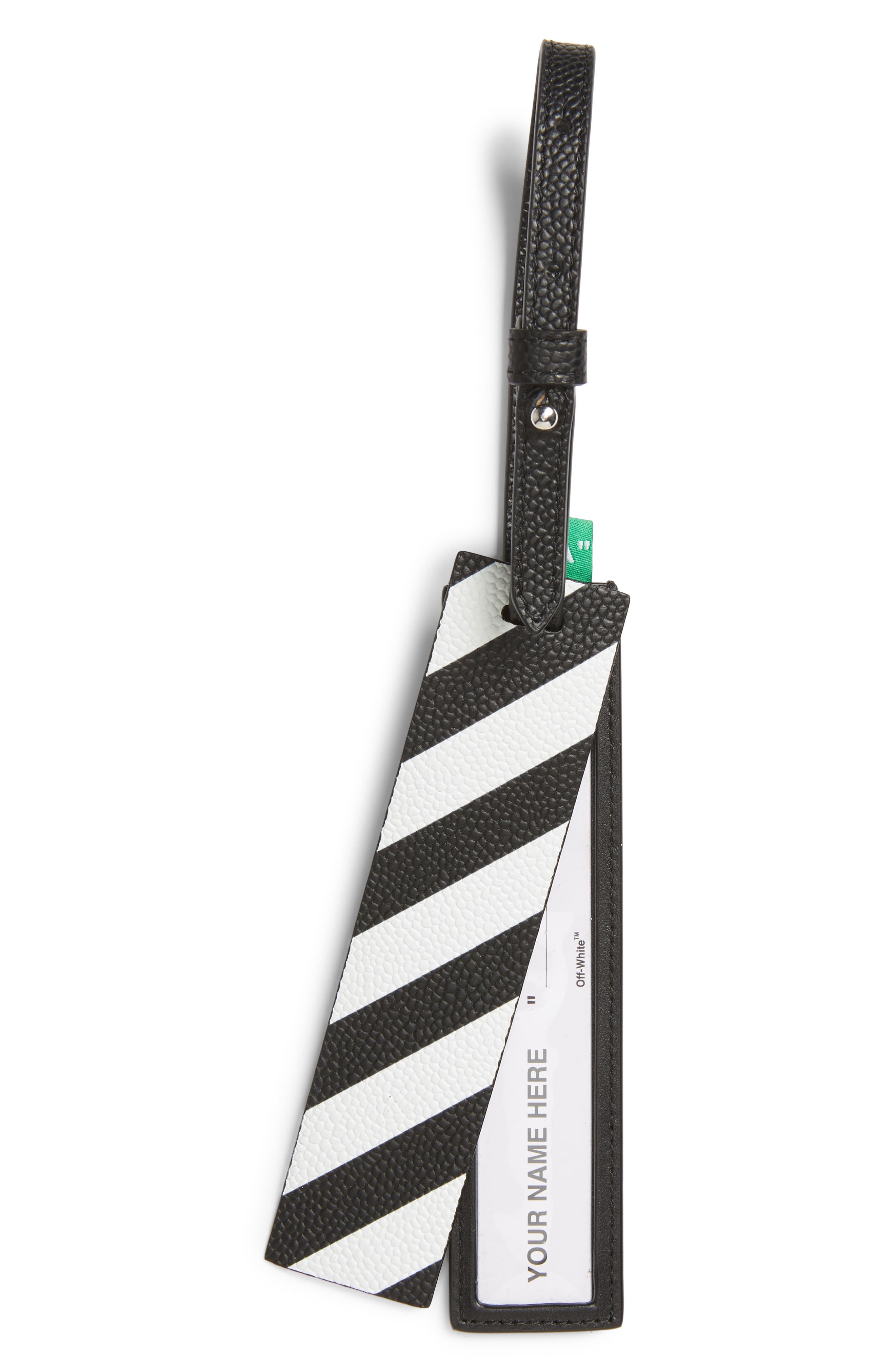 off white luggage tag