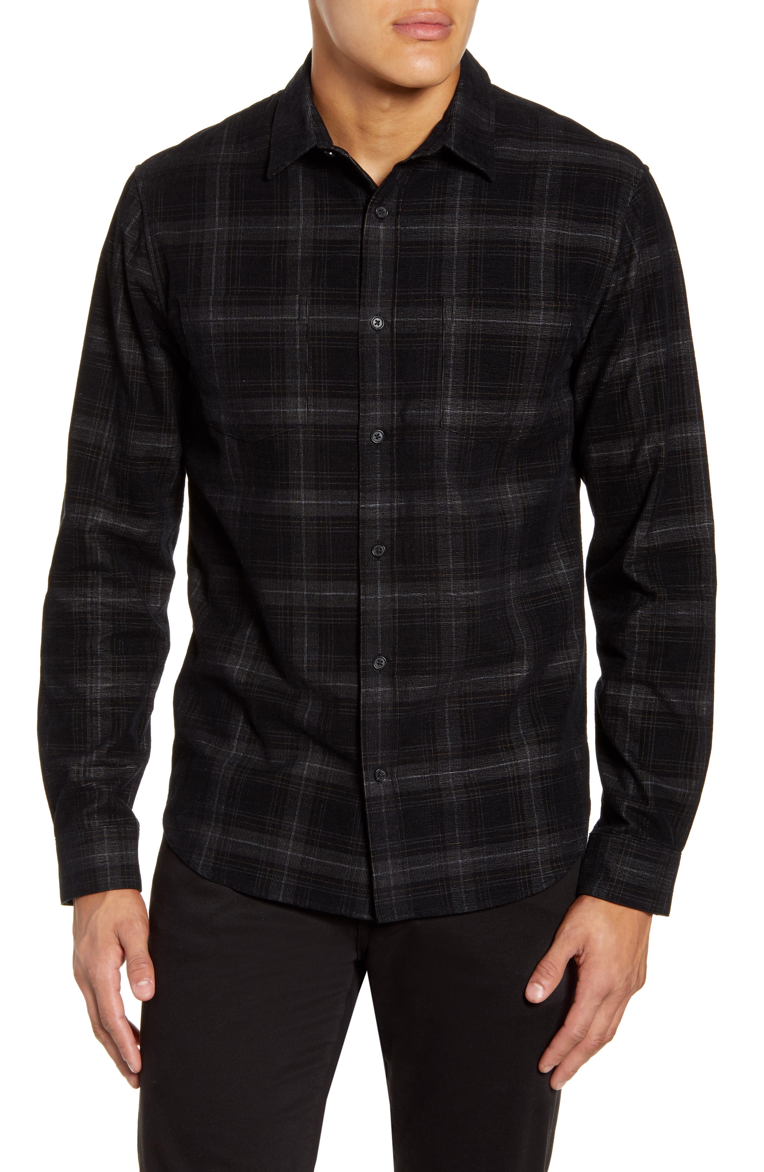 Vince T-shirts Classic Fit Plaid Corduroy Button-Up Shirt