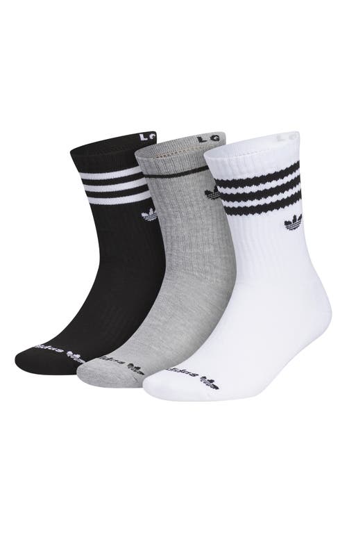 Shop Adidas Originals Adidas Assorted 3-pack Trefoil 2.0 Crew Socks In White/grey/black