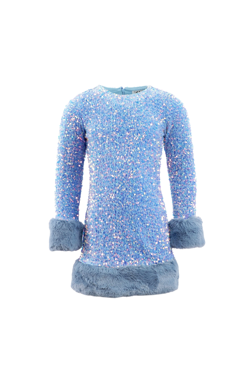 Shop Lola + The Boys Celeste Shimmer Dress In Blue