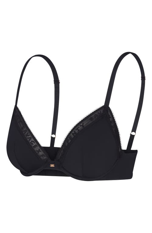 Savage X Fenty Logo Trim Underwire Bra In Black Caviar