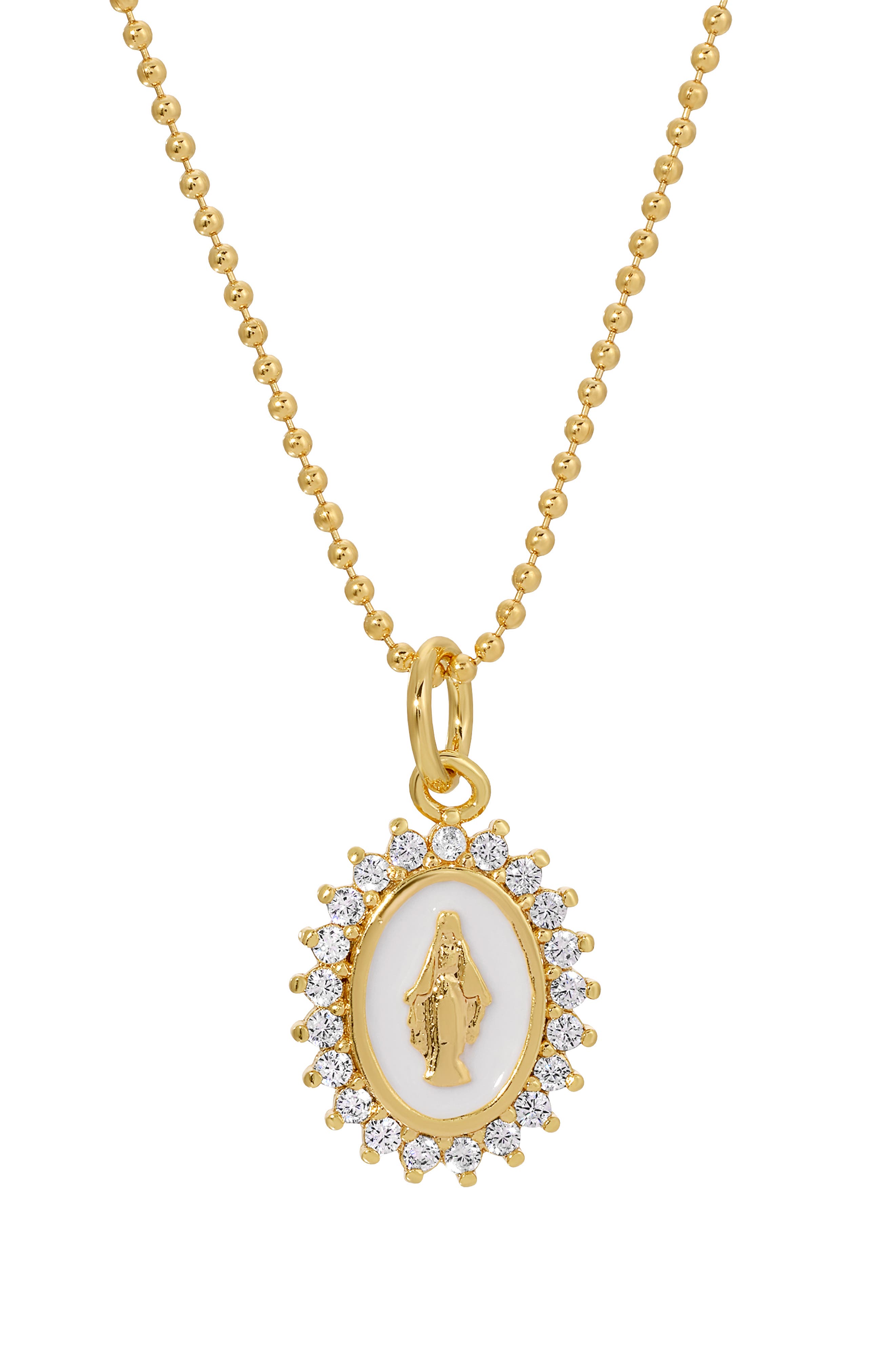 Joy Dravecky Lady of Lourdes Pendant Necklace in Gold Cover