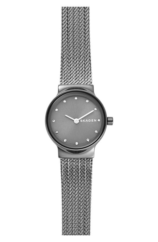 Click to view more detailed imagery on our partner's website Skagen Freja Crystal Accent Mesh Strap Watch, 26mm In Grey/ Gunmetal