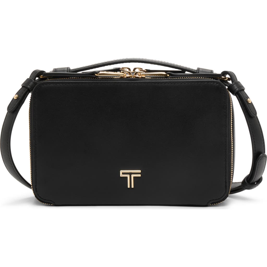 Tumi Voyageur Myla Leather Crossbody In Black/light Gold