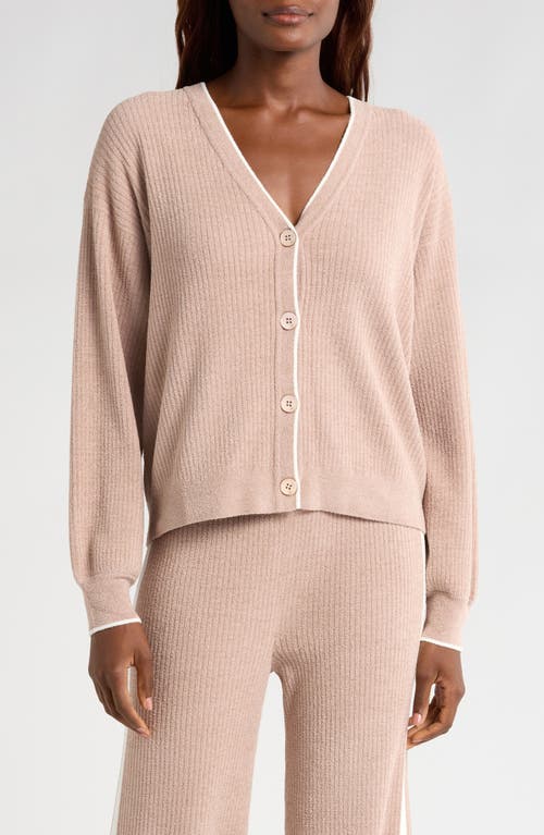 BAREFOOT DREAMS BAREFOOT DREAMS COZYCHIC® ULTRA LITE® CONTRAST STRIPE RIBBED CARDIGAN