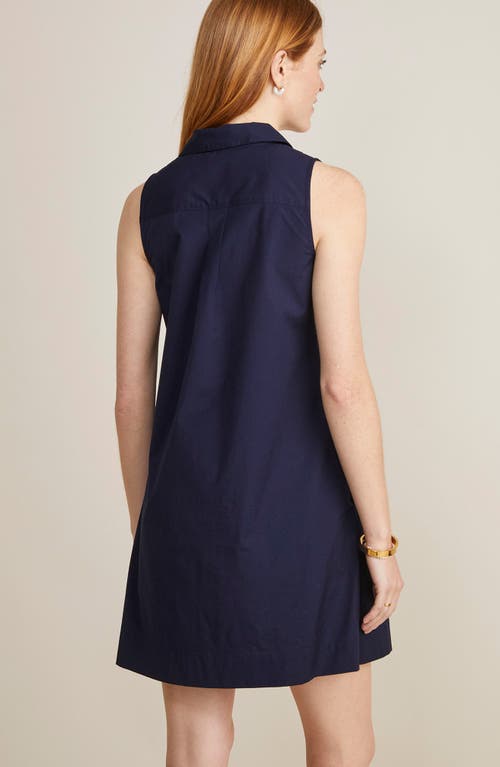 Shop Vineyard Vines Sleeveless Cotton Popover Minidress In Nautical Navy