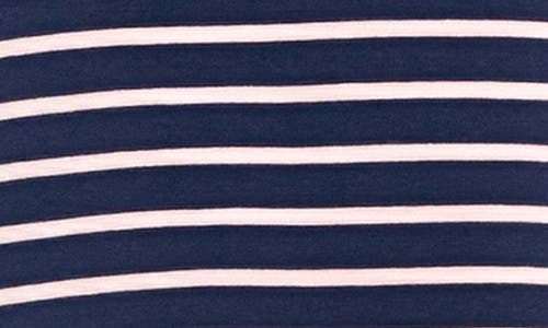 Shop English Factory Stripe Puff Sleeve Top In Navy/pink