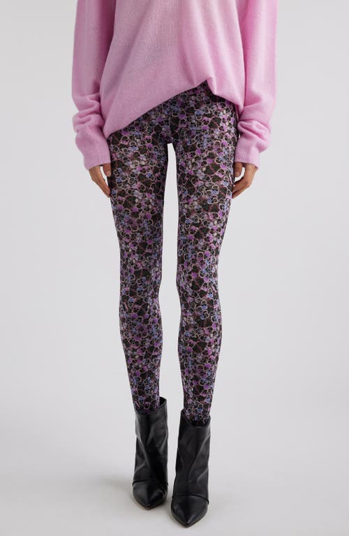 Shop Isabel Marant Joshua Floral Print Rib Leggings In Purple