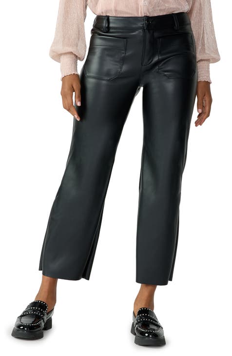 The Petite High Waist Wide Leg Crop Pant in Faux Leather