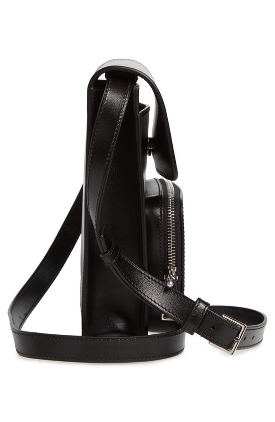 Shop Versace Vertical Leather Messenger Bag In Black-palladium