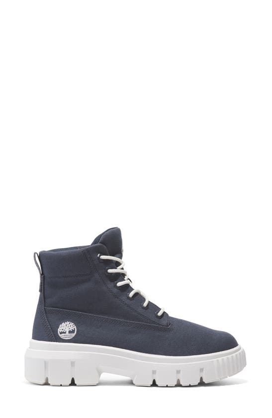 Shop Timberland Greyfield Waterproof Leather Boot In Dark Blue Canvas