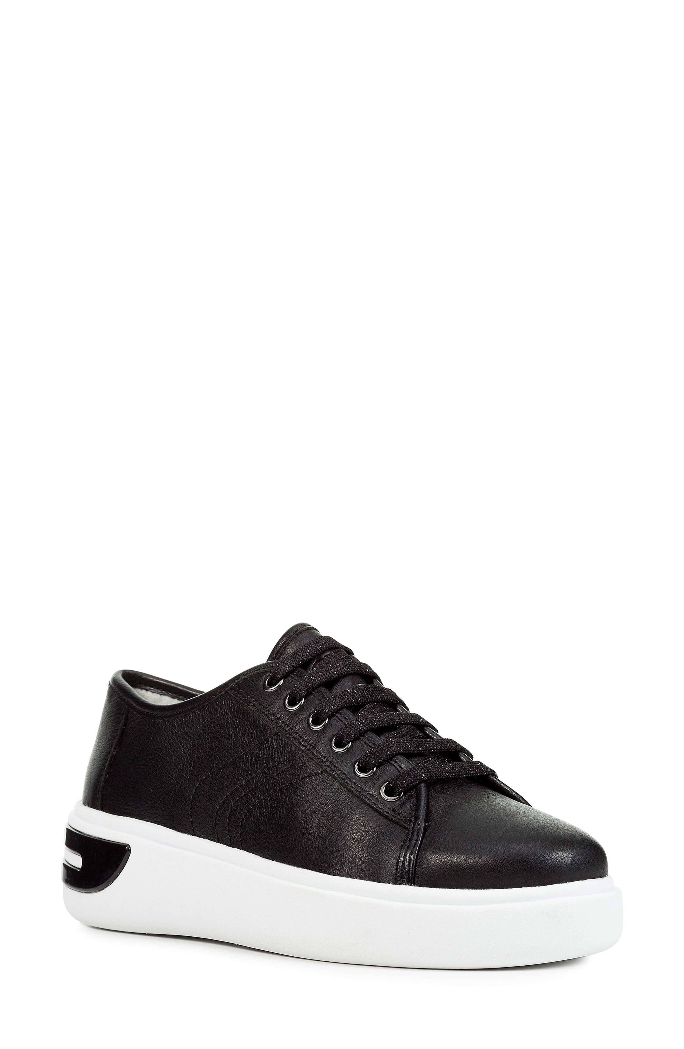 Geox Ottaya Leather Sneaker, Black