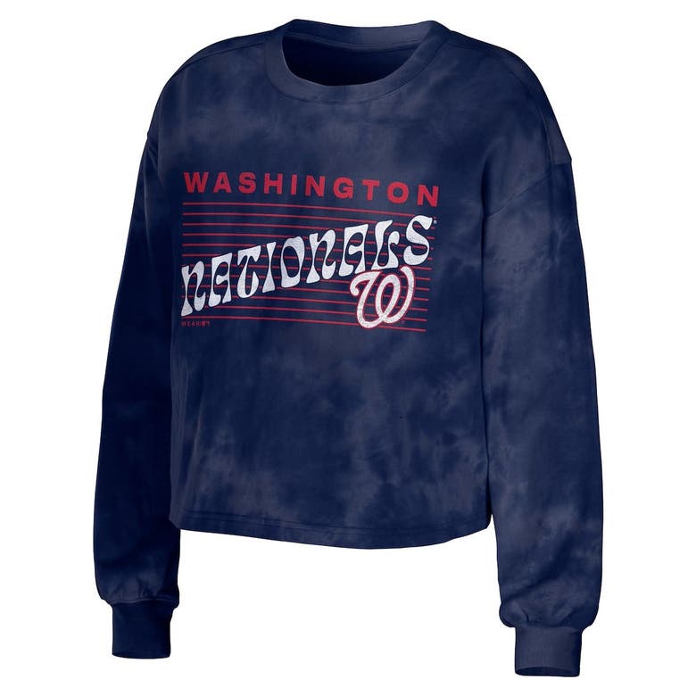 Women's Washington Nationals WEAR by Erin Andrews White Celebration Cropped Long  Sleeve T-Shirt