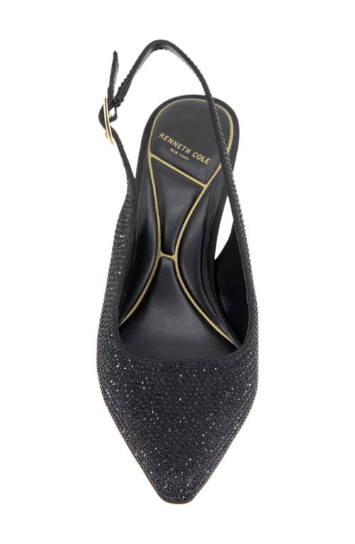 Kenneth Cole Quinnly Crystal Slingback Pointed Toe Pump In Black Satin