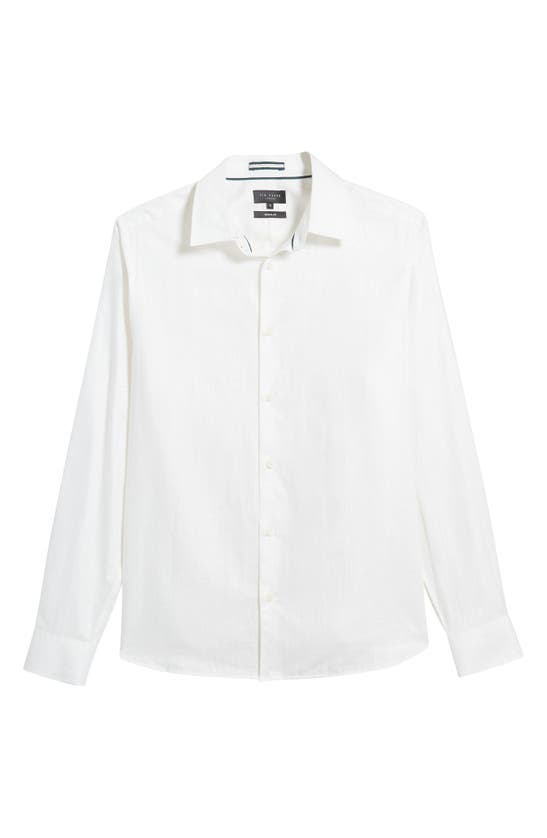 Shop Ted Baker Romeo Regular Fit Linen & Cotton Button-up Shirt In White