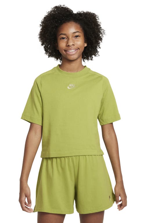 Nike Kids' Sportswear Cotton Crop T-shirt In Pear/olive Aura