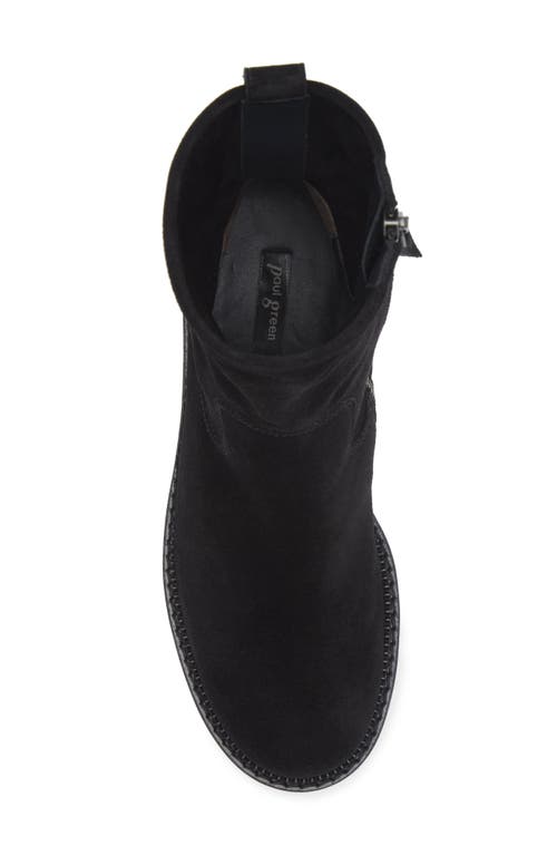 Paul Green Wanda Lug Sole Utility Boot In Black Soft Suede