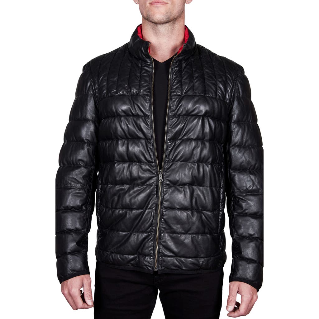 Missani Le Collezioni Reversible Leather Puffer Jacket In Black/red