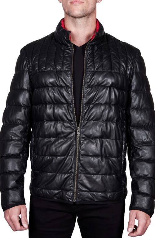 Shop Missani Le Collezioni Reversible Leather Puffer Jacket In Black/red