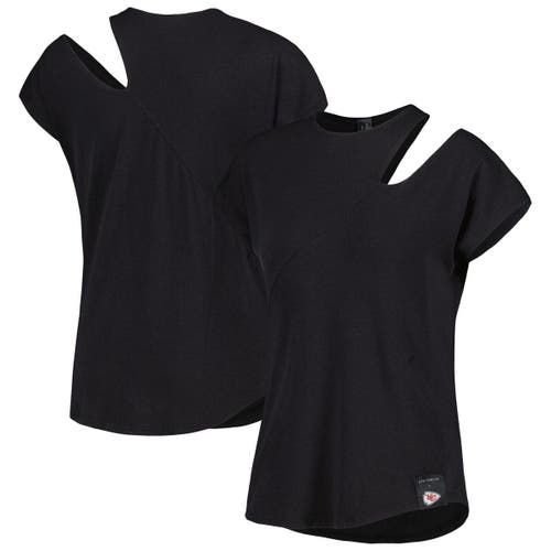Women's KIYA TOMLIN Black Kansas City Chiefs Cut Out Tri-Blend Shirt