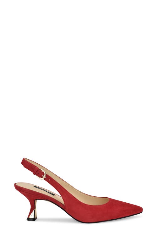 Shop Nine West Jannit Slingback Pointed Toe Kitten Heel Pump In Red