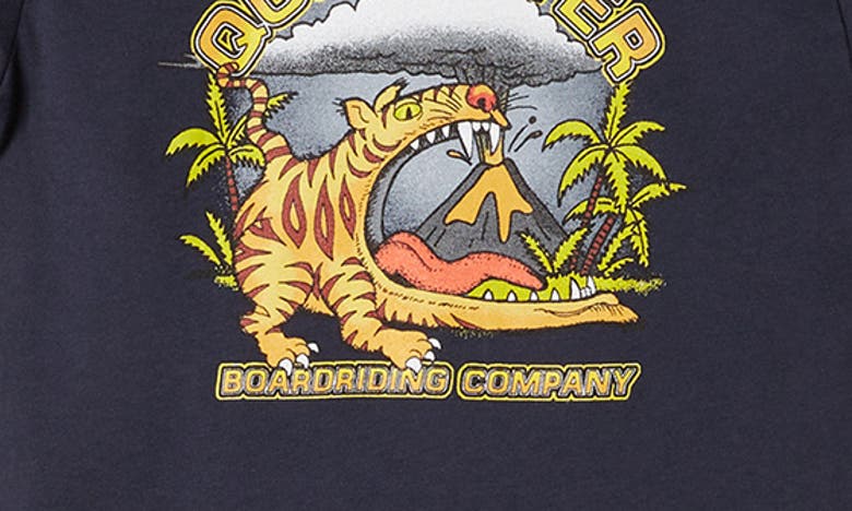 Shop Quiksilver Kids' Barking Tiger Logo Graphic T-shirt In Dark Navy