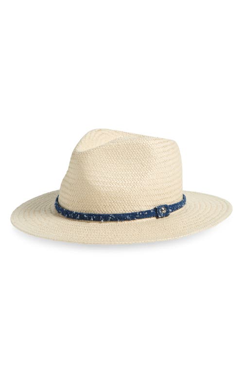 rag & bone Packable Straw Fedora Mid Blue Tweed at Nordstrom,