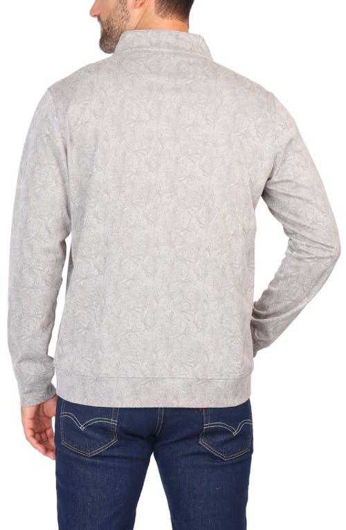 Tailorbyrd Tonal Tropical Print Micro Pique Pullover In Grey