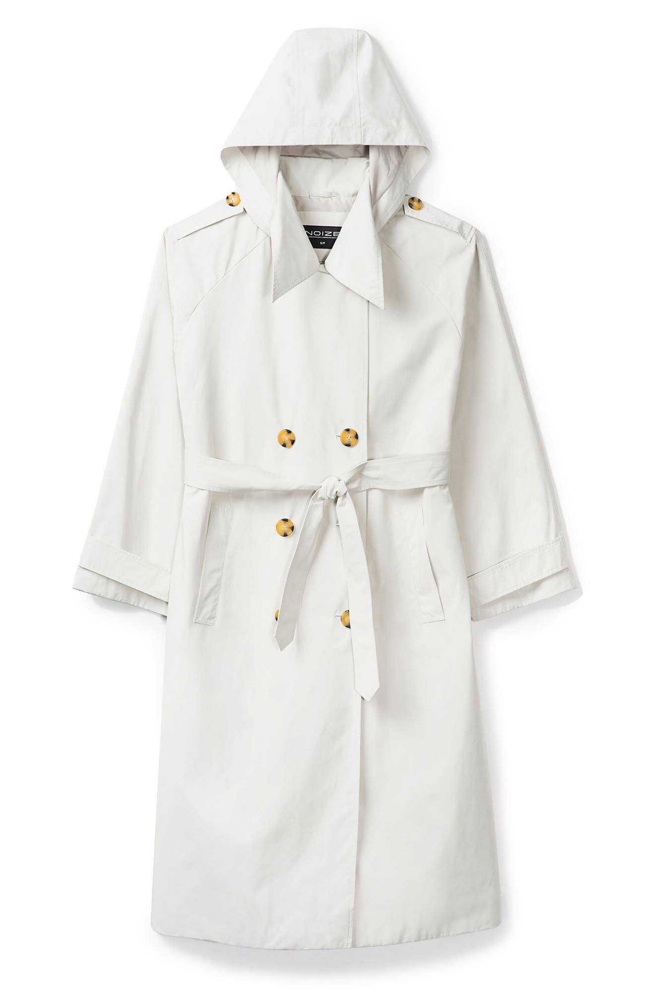 Noize Jaya Hooded Trench Coat in Oyster