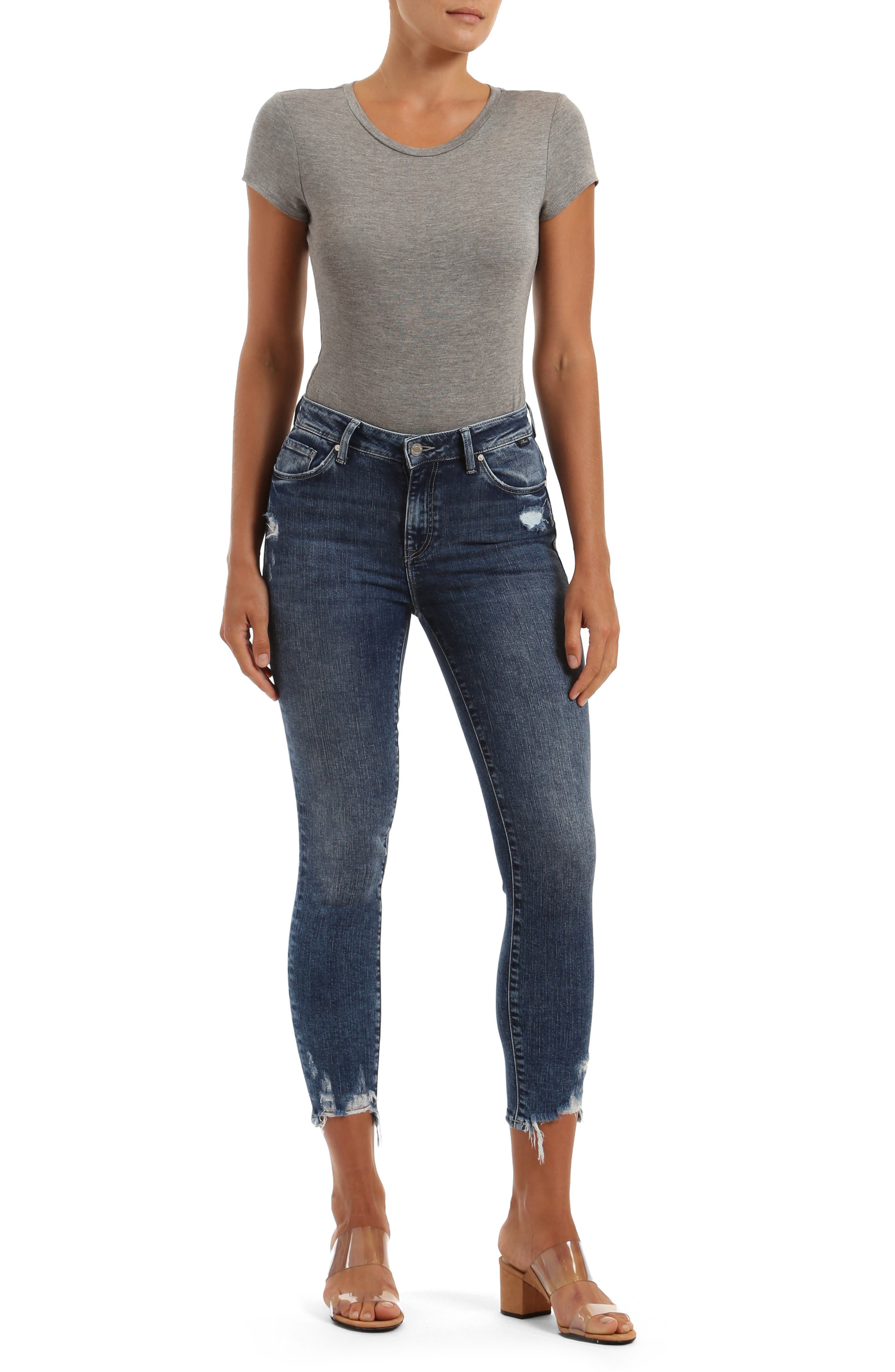 Mavi Jeans Tess High Waist Raw Hem Ankle Skinny Jeans | Nordstrom