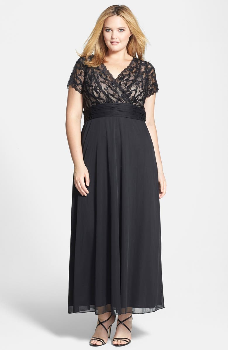 Marina Lace Bodice Ruched Waist Gown (Plus Size) | Nordstrom