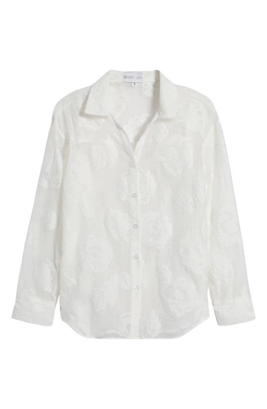 Shop Nikki Lund Liz Embroidered Floral Button-up Shirt In White