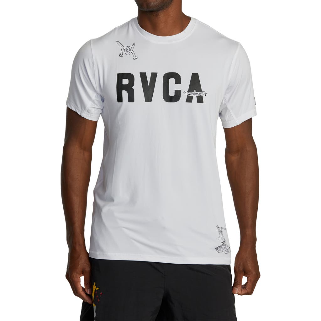 Rvca Luke Vent Performance Graphic T-shirt In White