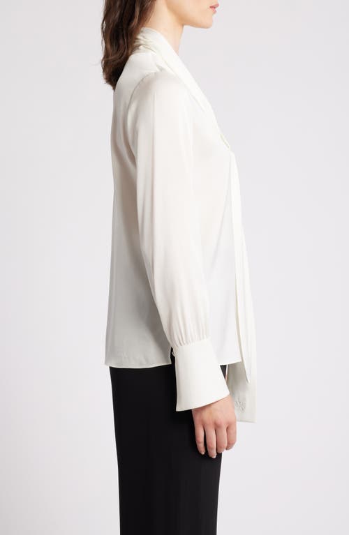 Shop Kobi Halperin Tie Neck Stretch Silk Shirt In Ivory