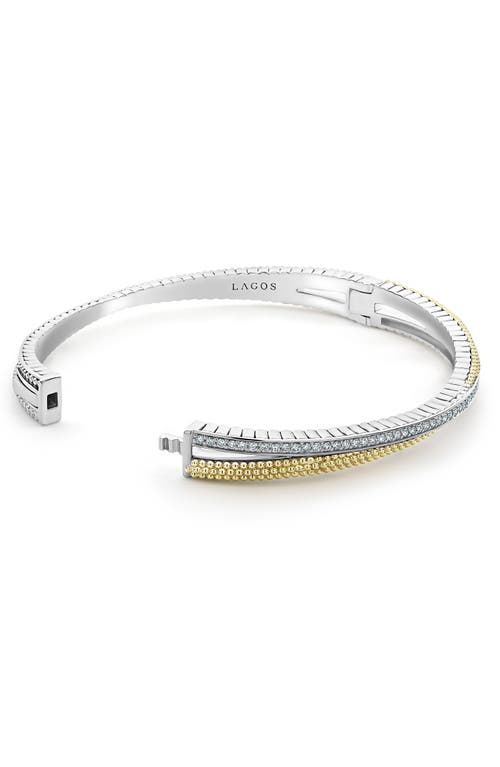 Shop Lagos Caviar Lux Diamond Bangle In Silver/diamond