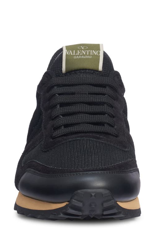 Shop Valentino Garavani Rockrunner Sneaker In Nero/nero-nero/nero-rubin