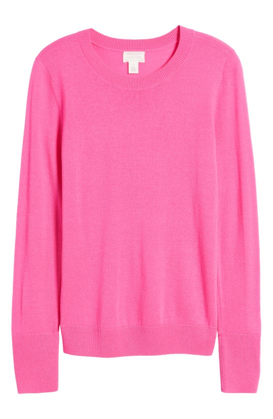 Caslon Wool Blend Crewneck Sweater In Pink Neon
