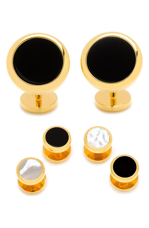 Shop Cufflinks, Inc . Ox And Bull Trading Co. Semi-precious Cuff Links & Shirt Studs Set In Gold/onyx