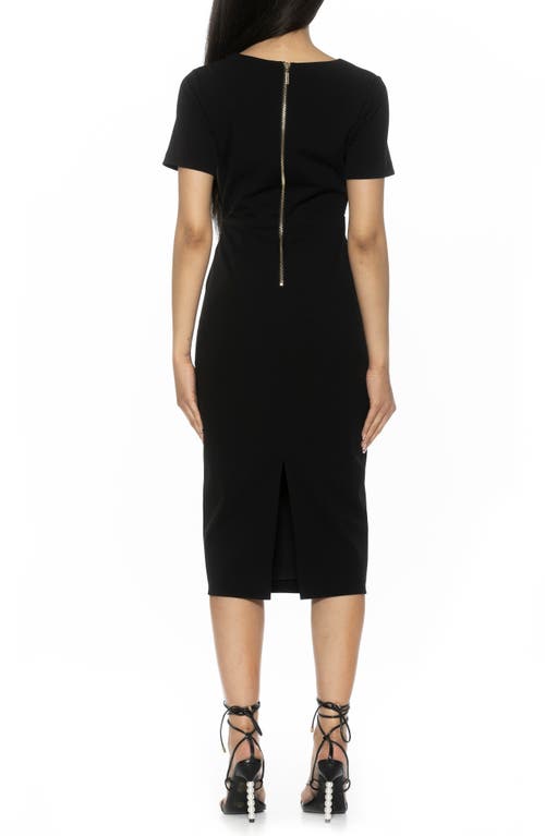 Alexia Admor Angelica Asymmetric Neck Sheath Midi Dress In Black