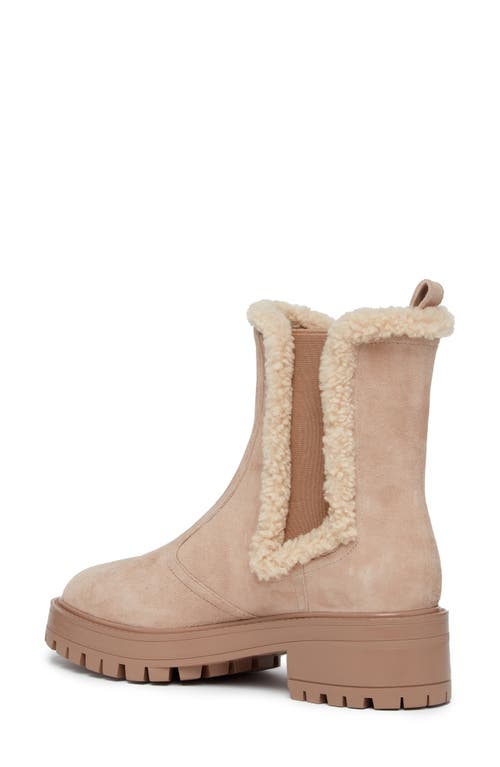 Shop Paige Bowie Genuine Shearling Trim Chelsea Boot In Light Tan