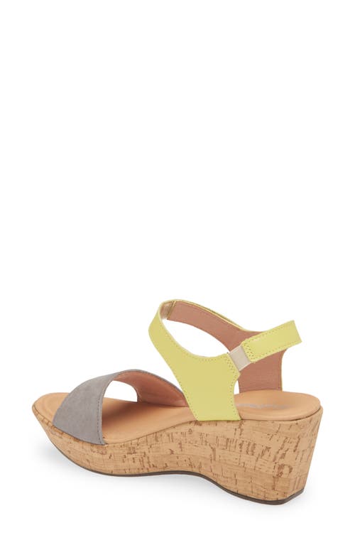 Shop Naot Summer Platform Wedge Sandal In Smoke Grey Nubuck/soft Lime