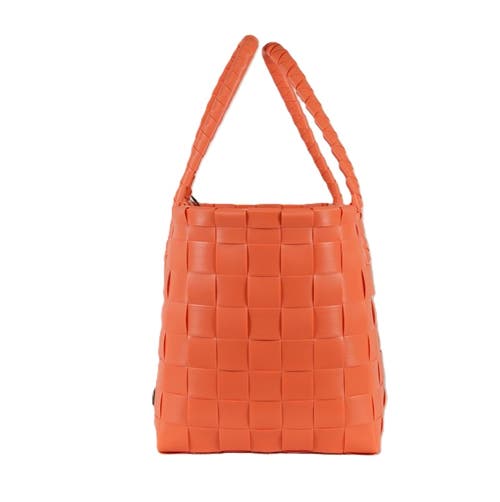 Shop Handed By Paris Recycled Plastic Tote Bag In Coral Orange