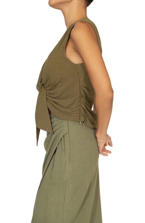 Jluxlabel Elicia Front Tie Sleeveless Top In Green